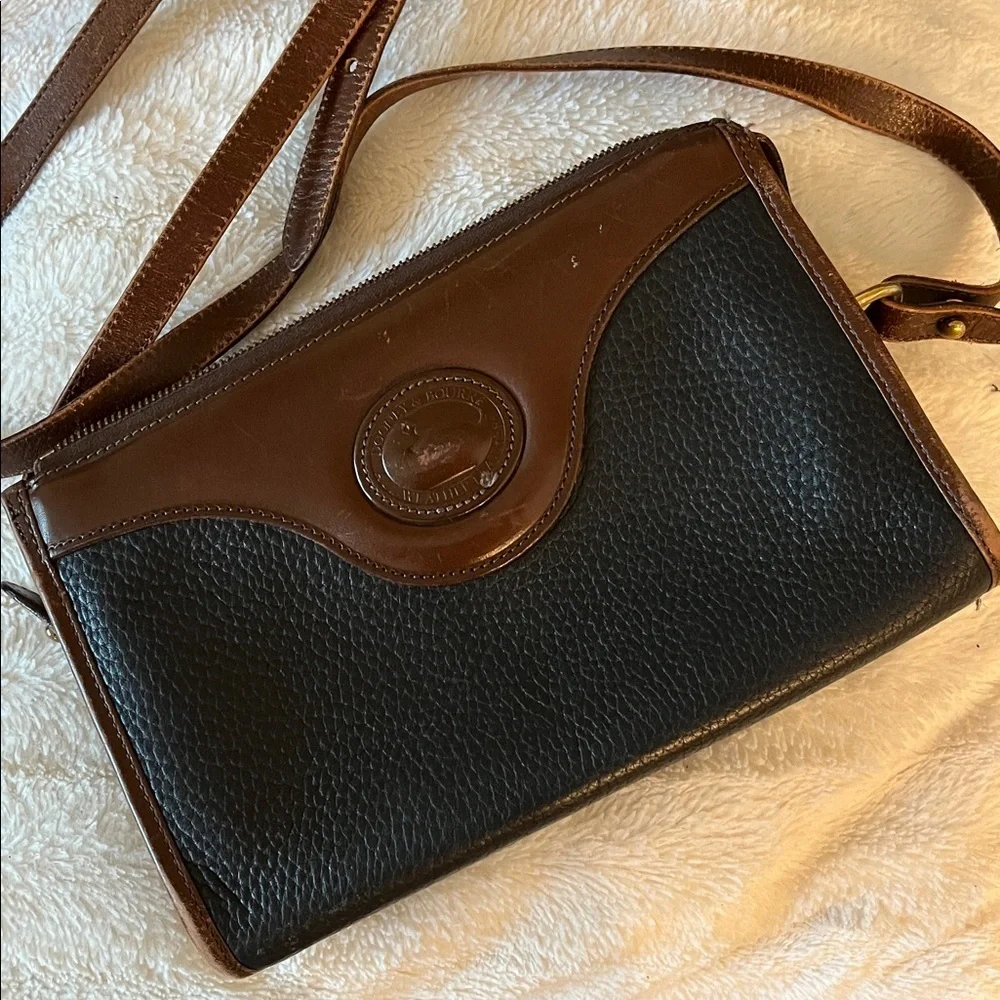 Rare Vintage Dooney & Bourke Purse Bl/Br 1981 All-weather Leather Collection